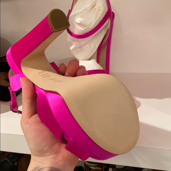 BRIAN ATWOOD SATIN FUSCHIA HEELS - Picture 3 of 6